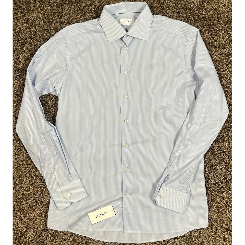NWT Eton Button Up Dress Shirt Men's Striped Single Cuff Contemporary Size 41 16